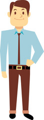 Smiling office manager character. Color flat man