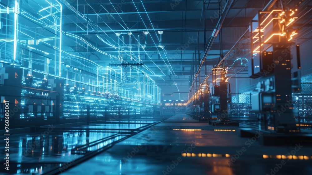 Aufkleber AI controls systems in cyberspace such as electric grids. Emphasis on presenting cutting-edge technology and AI challenges 