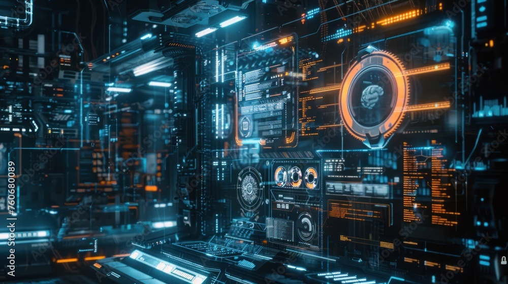 Aufkleber ai controls various systems in the cyber world, security systems emphasis on presenting cutting-edge