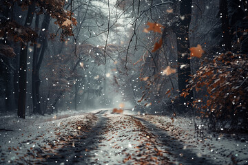snowy path in the winter