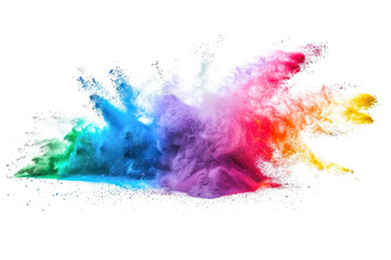 Freeze motion of colored powder explosions isolated on white background.