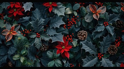  Christmas plants pattern wallpaper background 