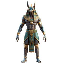 3D sculpture of deity with anubis head - The digital sculpture captures a deity with Anubis head poised regally against a plain background