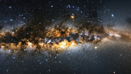 Obraz premium surreal journey through a starry night, past fluffy clouds and into the vast expanse of the cosmos