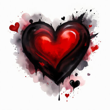 abstract illustration of black and red heart.