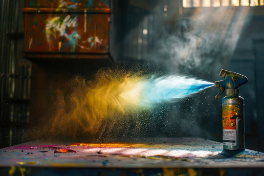 Tube spraying colored paint.