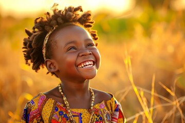 Joyful African girl laughing. Care casual. Generate Ai