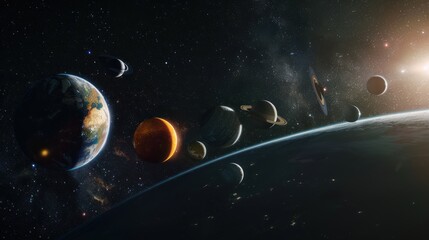  Pictures of planets in the solar system Focus on presenting beauty and the uniqueness of each planet  - obrazy, fototapety, plakaty