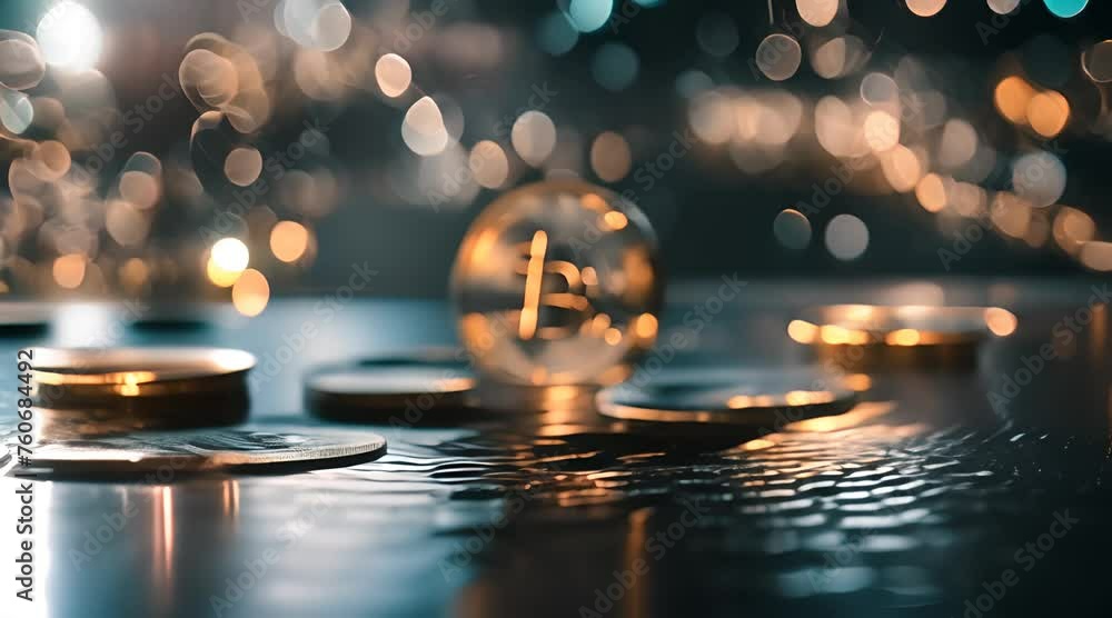 Poster bitcoin on pile of coins generative ai
