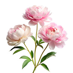 Bouquet of peonies isolated on transparent background