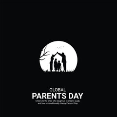 Parents Day Creative ads Global parents day design jun 1 social media poster vector 3d illustration