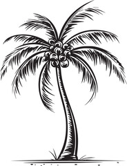 Palm tree vector black and white