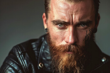 Obraz premium Portrait brutal man guy rock musician isolated background