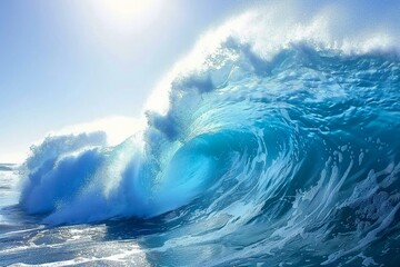 Obraz premium Blue Ocean Wave. generative ai.