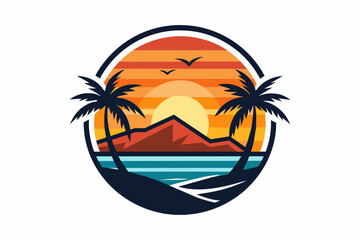 Sunset Logo Vector Design.