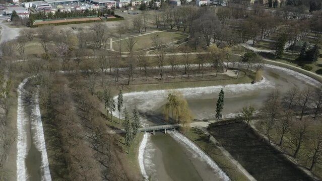 Beautiful Park Old Town Zamosc Aerial View Poland