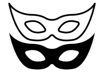 Icono negro de antifaz en fondo blanco.