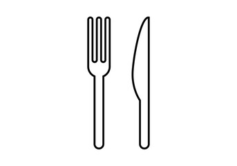Icono negro de tenedor y cuchillo.