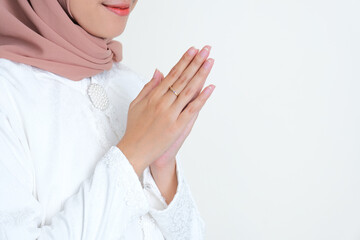 Moslem woman hand doing greeting pose