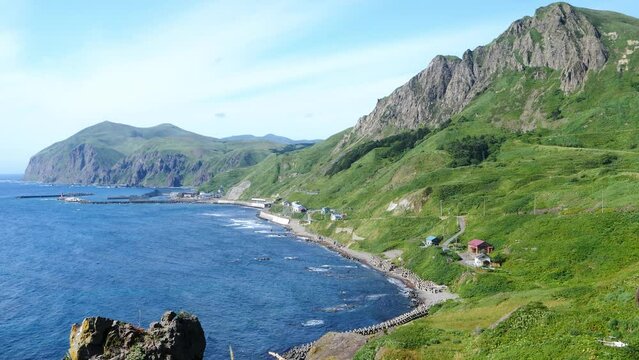 Blue sky and island landscape. Hokkaido, Rebun Island.