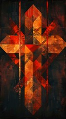 Cross geometric shape illustration An abstract geometric shape illustration of a cross exploring the intersection of spirituality and modern art