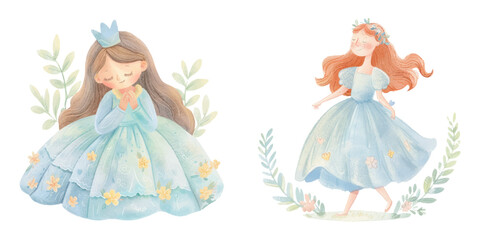 Obraz na płótnie Canvas cute princess watercolour vector illustration