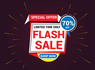 Flash Sale Design for business. up to 70% off. Discount Banner Promotion Template.
