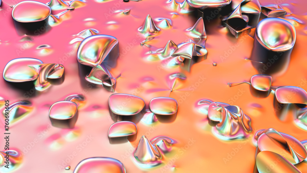 Poster iridescent holographic texture background. 3d rendering