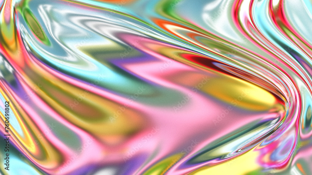 Poster iridescent holographic texture background. 3d rendering