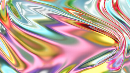 Iridescent holographic texture background. 3d rendering	