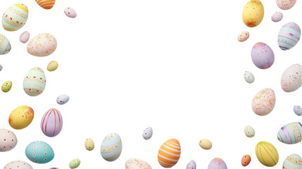 Easter eggs frame isolated on white or transparent background