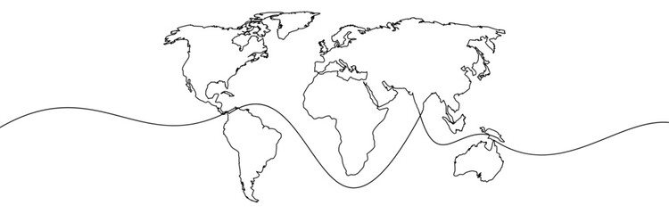 Earth Day concept, world map line continuous, world map one line icon – vector - 760694255