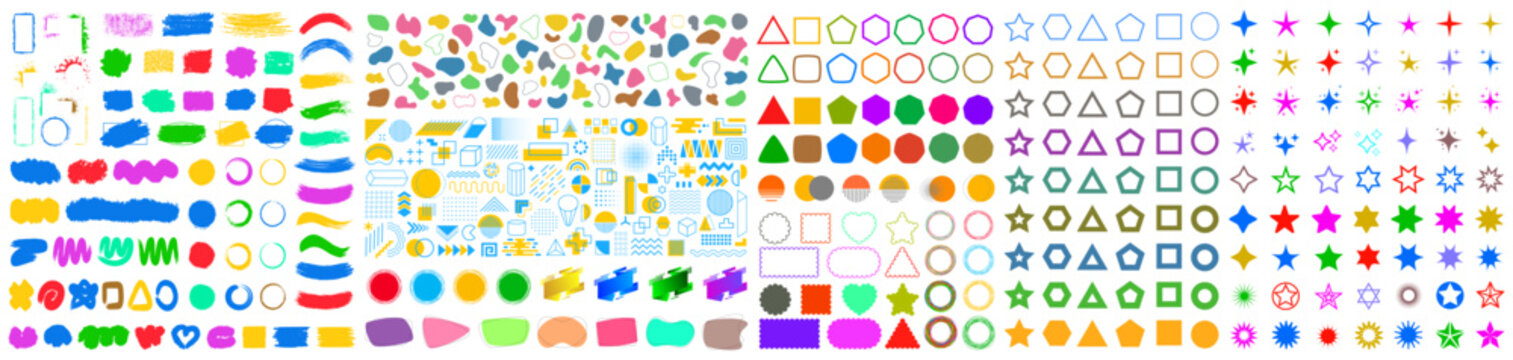 Full set graphic geometric shapes and forms - for stock