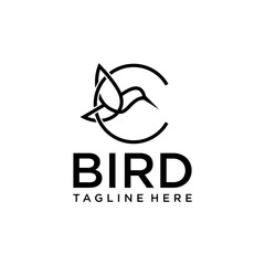 A line art icon logo of a Bird inside a letter C