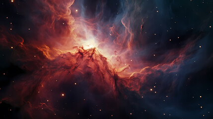 Energy explodes as vibrant nebulae ignite the universe - obrazy, fototapety, plakaty