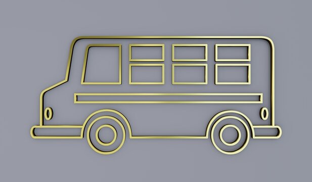 school bus gold metallic education icons on gray background school logo back to school 