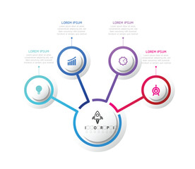 Vector infographic business presentation template with circular interconnection with 4 options.