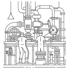 Fototapeta premium Outline illustration Celebration of International Workers Day or Labor Day Work happily and safely
