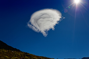 A beautiful cloud against a blue sky near Worcester, Breede River Valley, South Africa.