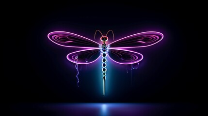 Pushing the boundaries of traditional art techniques to create a visually striking representation of a dragon fly neon