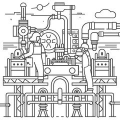 Outline illustration Celebration of International Workers Day or Labor Day Work happily and safely