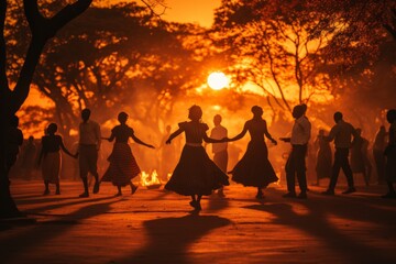 Mass dance scene at a festival of cultural traditions.