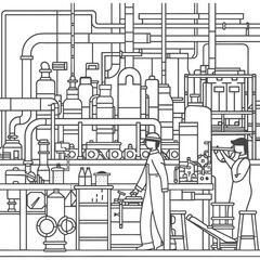 Obraz premium Outline illustration Celebration of International Workers Day or Labor Day Work happily and safely