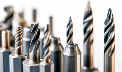 An ensemble of high-performance carbide tools tailored for the technicians needs in metalwork and engineering, isolated with white space