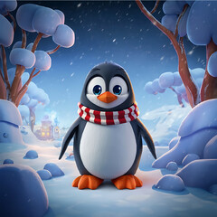Naklejka premium children's book cover featuring the cute penguin cartoon. Generative Ai