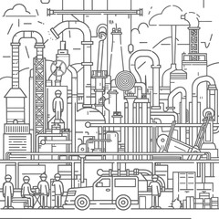 Fototapeta premium Outline illustration Celebration of International Workers Day or Labor Day Work happily and safely