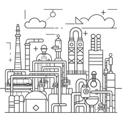 Outline illustration Celebration of International Workers Day or Labor Day Work happily and safely