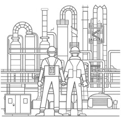 Outline illustration Celebration of International Workers Day or Labor Day Work happily and safely