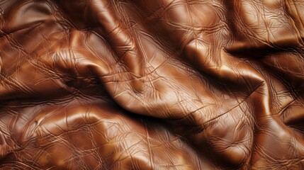 Worn brown leather texture background with creases and soft patina, showcasing a rich history and inviting warmth.