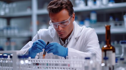 Scientist meticulously conducts experiments and analyses samples in the laboratory, advancing research and contributing to scientific knowledge and discovery.